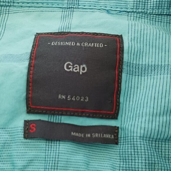 Mens GAP Cotton Button Down Shirt Aqua Plaid - Picture 9 of 11